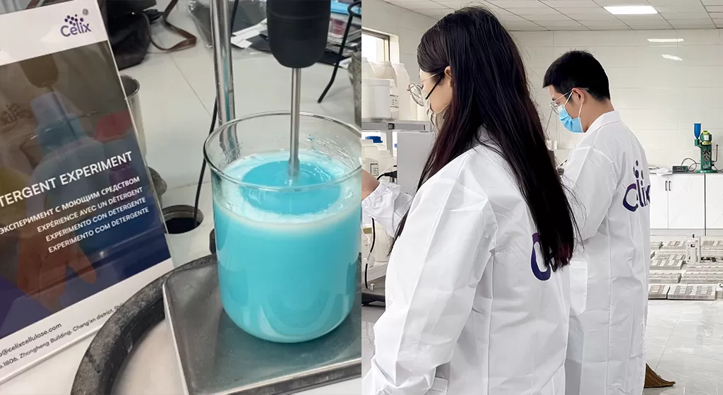 HPMC PM-Pro-75US da Celix Cellulose garantindo transparência cristalina e estabilidade em fórmulas de detergentes líquidos